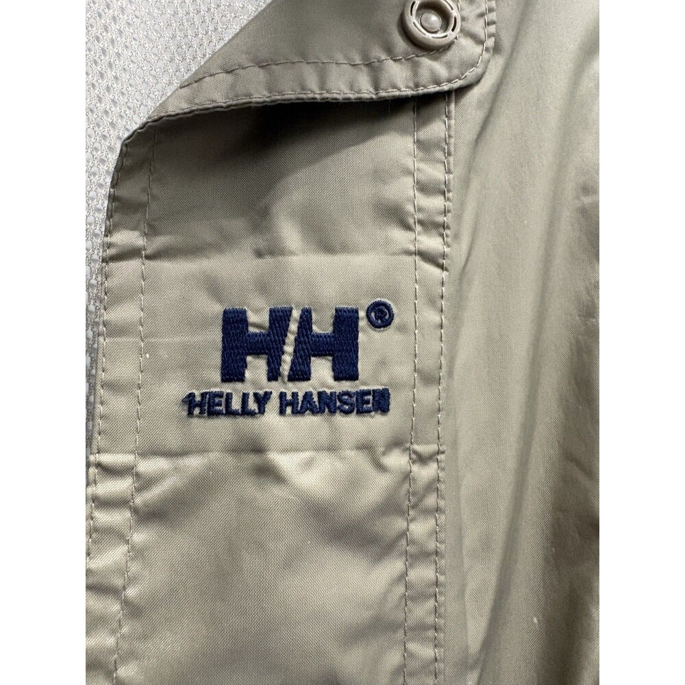 Vintage Helly Hansen Men's Jacket Khaki Tan Nylon Rain Hooded Packable Size XL